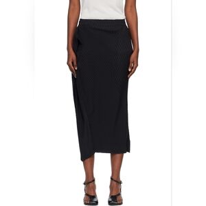 Issey Miyake Grey-Black Pleated Pull On Skirt S